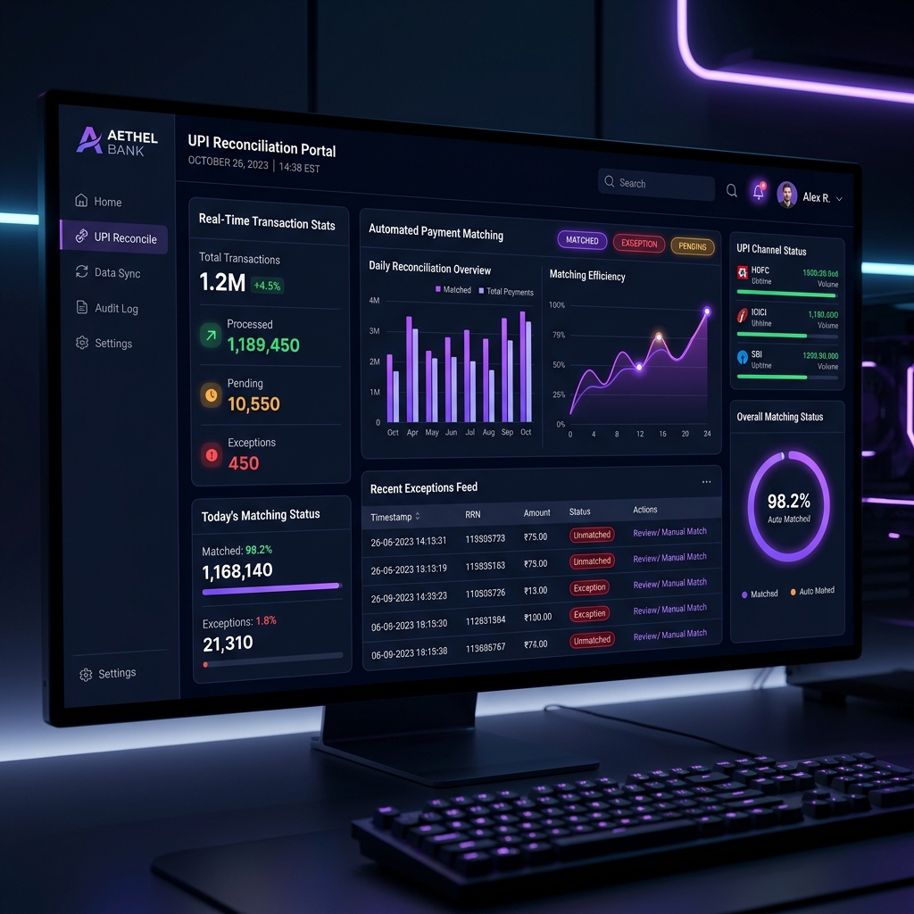 UPI Reconciliation Operations Dashboard Mockup